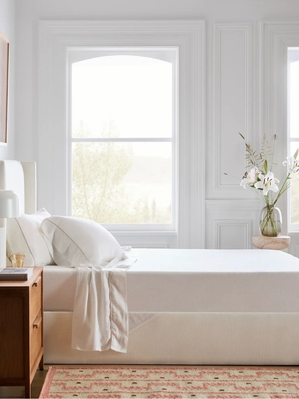 Quince European Linen Piped Sheet Set Queen White/Toffee | Flat Sheet Included